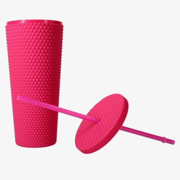 Studded Water Tumbler Cup with Lid and Straw, Studded BPA Free Leak Proof 24 oz - Picture 3 of 4